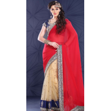 Breathtaking Floral Embroidered Net Saree